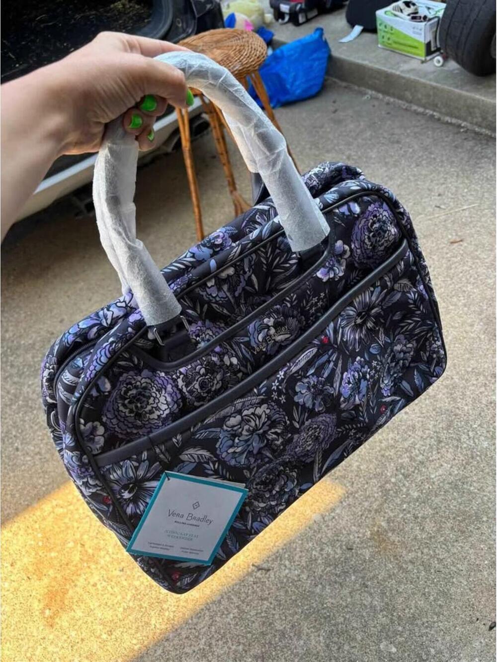 Vera Bradley Iconic Lay Flat Weekend's Bag lavender floral bouquet